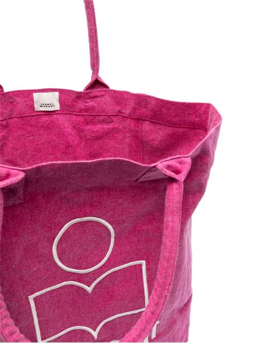 Borsa con logo ricamato in cotone organico rosa intenso Isabel Marant | PM0001FAA1X19M40PK